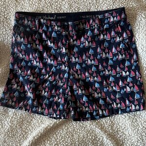 Talbots Navy Sailboat Print Bermuda Shorts with Pink & Blue Sails